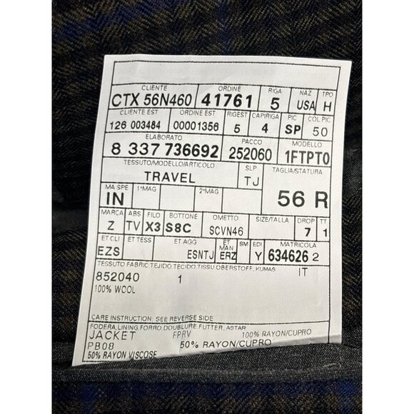 Ermenegildo Zegna Mens Brown Plaid Wool Blazer Jacket Size 46R Made In Spain - Picture 8 of 15